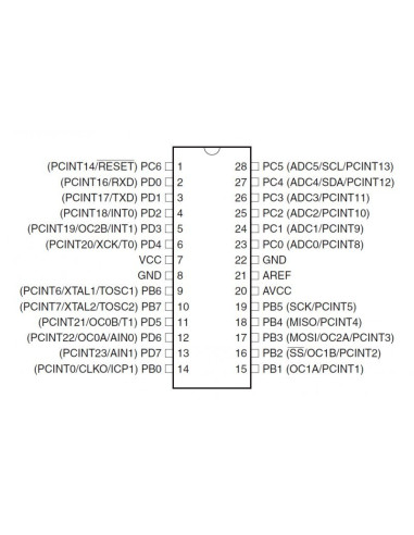 Microcontrolador ATMEGA328P-PU con Bootloader arduino