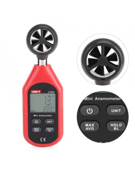 Mini  Anemometro Digital UNI-T UT363, Velocidad y Temperatura del Viento