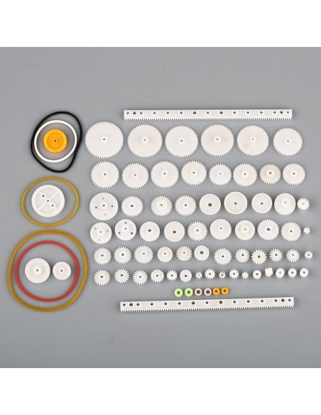 kit piñones y poleas 75 piezas en Nylon. Robotica