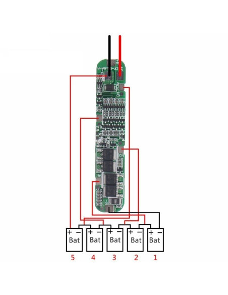 Módulo Cargador Protector BMS 5S 25A 5 Baterías de Litio 18650