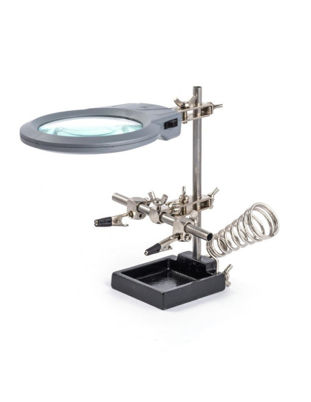 Tercera Mano Con Lupa, Iluminacion Led Y Soporte Para Cautin