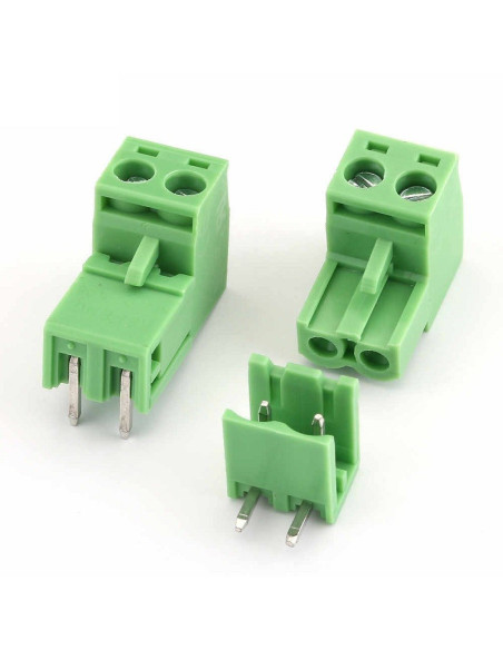 Bornera Enchufable 2 Pines, 90 Grados