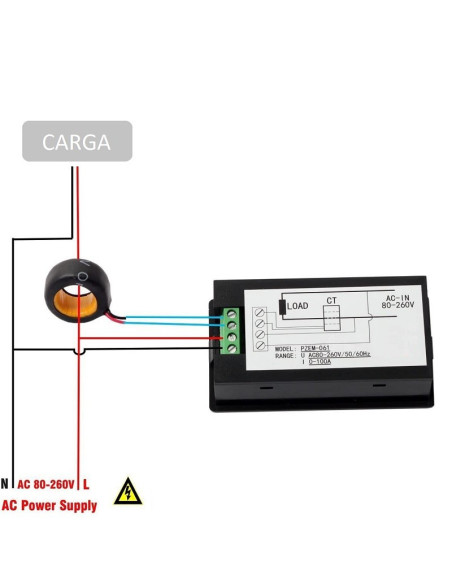 Vatimetro  Digital AC 80V~260V 100A, PZEM-061 Monitor de consumo