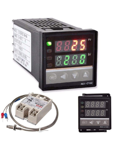Termostato PID REX-C100, 0°C-999°C con Rele SSR y Termocupla Tipo K