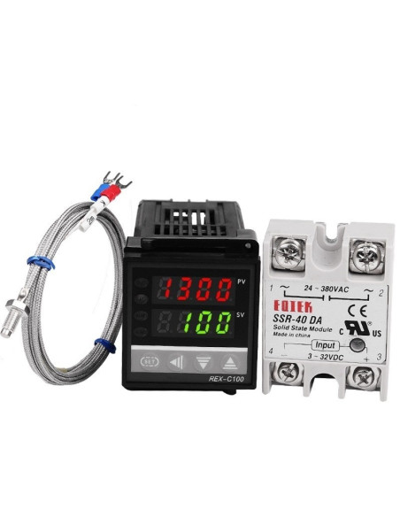 Termostato PID REX-C100, 0°C-999°C con Rele SSR y Termocupla Tipo K