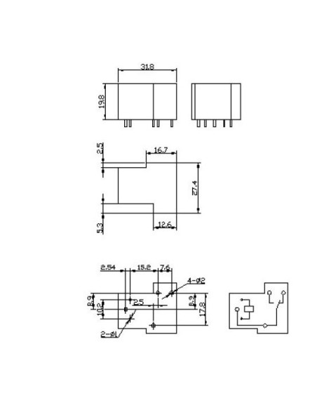 Relé Mecánico 5VDC 6 Pines, 30A SLA-05VDC-SL-C
