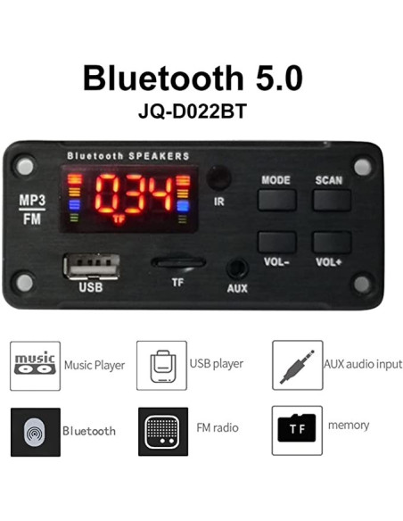 Modulo Reproductor Bluetooth, Mp3, Usb y Radio Decodificador 12v