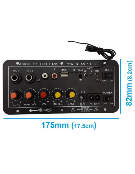 Modulo  Amplificador Monofonico 100W Con Bluetooth, tweeter y entrada de Microfonos