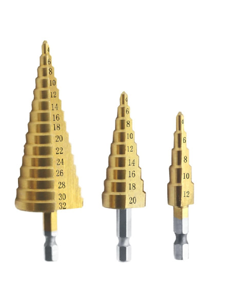 Juego de Brocas Escalonadas en mm, 3 Unidades