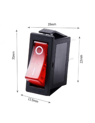 Switch Balancin 2 Pin Rojo 20A,...