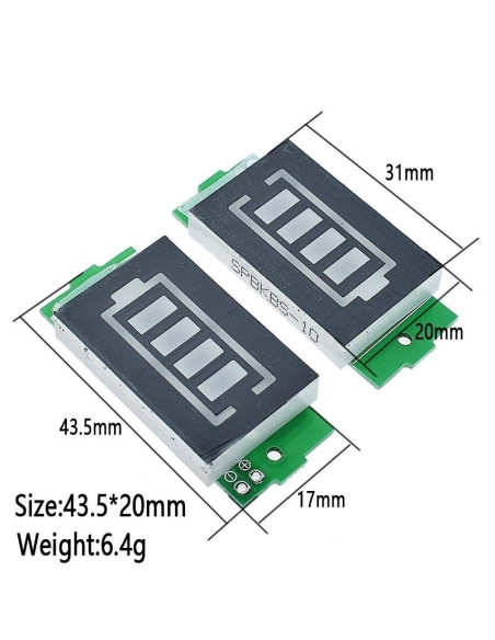 Modulo Indicador de Carga 1s~8s,  Baterías litio, lipo, li-ion