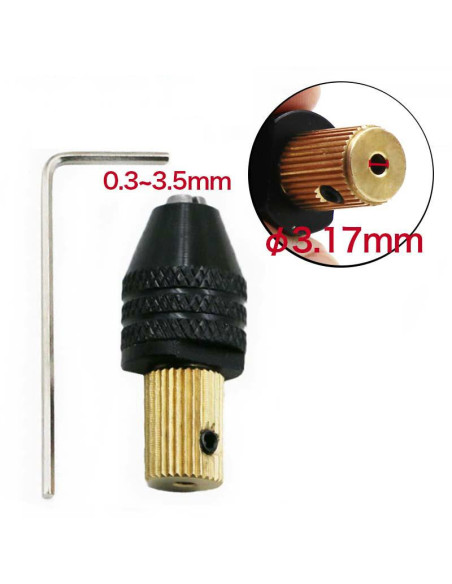 Mini mandril Ajustable 0.3 mm-3.5 mm, eje 3.17mm