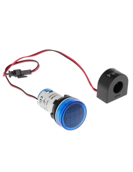 Voltímetro Amperímetro  Digital 80Vac~500Vac 100A, Redondo 22mm