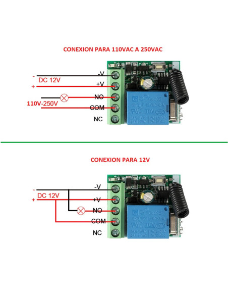 Modulo Rele 12V con control RF 433Mhz, 1 Canal