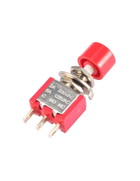 Pulsador Momentáneo SPDT abierto y cerrado 1 Comun(C), 1 Abierto(NO), 1 Cerrado(NC)