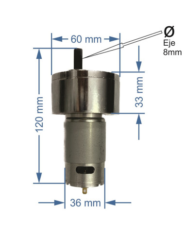Motorreductor 12V 50RPM, 40Kg.Cm Piñonera Metálica