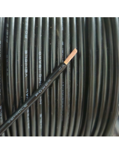 Cable Vehicular por metro 18 AWG en  aleación, negro