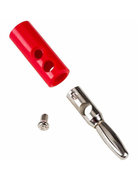Plug Banana Macho Rojo para Cable, Punta