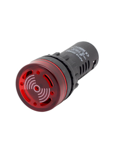 Indicador Led con Buzzer Alarma 110V 22mm, Rojo