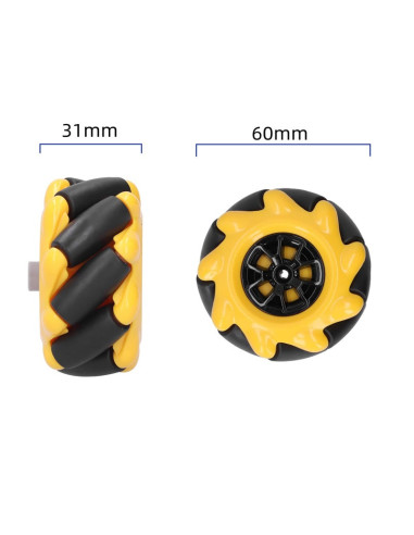 Llanta Omnidireccional 60mm Izquierda, para motorreducto