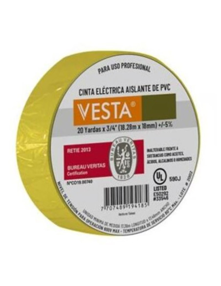 Cinta electrica Aislante Amarilla Rollo de 18 metros