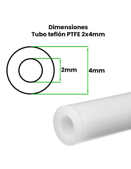 Tubo de Teflon  PTFE Para Impresora 3D 2x4mm, 1 metro