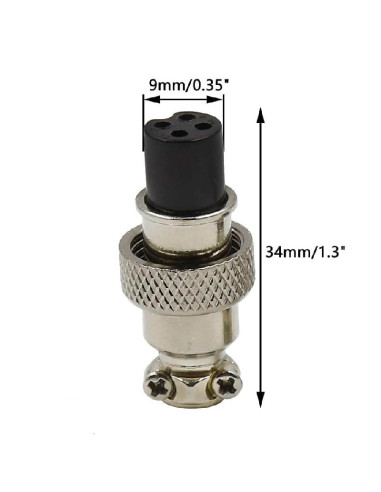 Conector  GX12 4 Pin Aviacion, Hembra