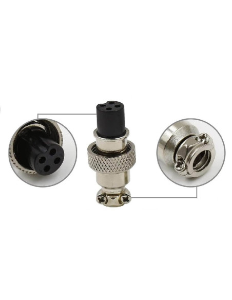 Conector  GX12 4 Pin Aviacion, Hembra