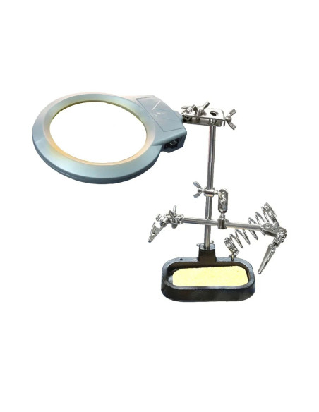 Tercera Mano Con Lupa, Iluminacion Led Y Soporte Para Cautin