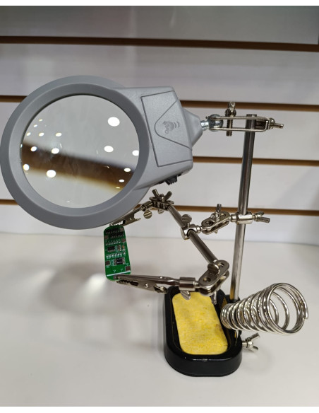 Tercera Mano Con Lupa, Iluminacion Led Y Soporte Para Cautin