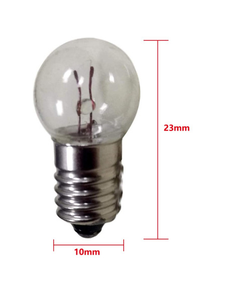Bombillo en vidrio de 3v a 6v, rosca E10