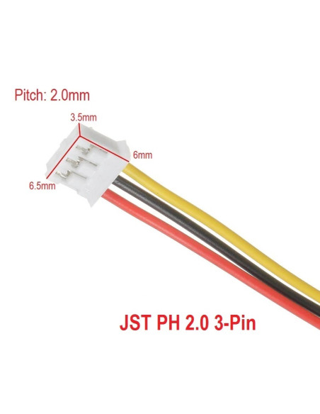 Conector Aereo JST-PH 2.0mm 3 Pines, 10cm Hembra