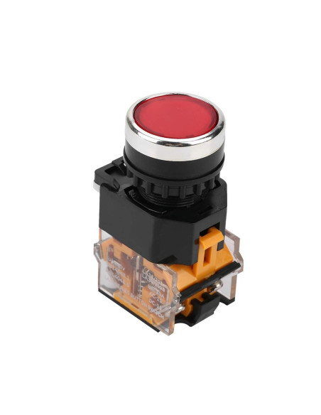 Pulsador Industrial 1NA y 1NO, Rojo LA38-11M/LA38-11MS