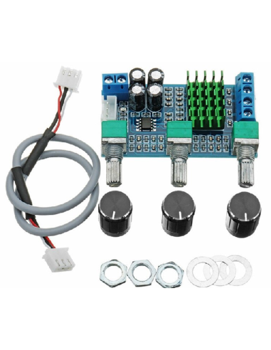 Amplificador Estéreo  2x80W 12-24V, con bajo, brillo y volumen TPA3116D2 XH-M567