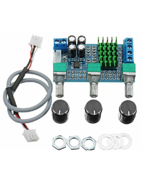 Amplificador Estéreo  2x80W 12-24V, con bajo, brillo y volumen TPA3116D2 XH-M567