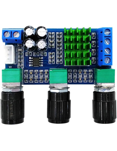 Amplificador Estéreo  2x80W 12-24V, con bajo, brillo y volumen TPA3116D2 XH-M567