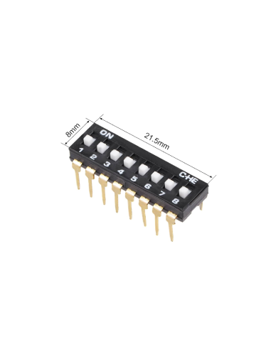 Dip Switch 8 Canales Tipo IC (DIP-16) para Electrónica | Dualtronica