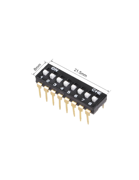 Dip Switch 8 Canales Tipo IC (DIP-16) para Electrónica | Dualtronica