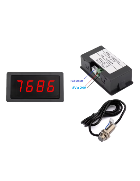Tacómetro digital con sensor Hall NPN Dualtronica