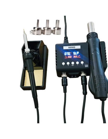 Estación de Soldadura 8898D (2 en 1) Cautín + Aire 750W | Dualtronica