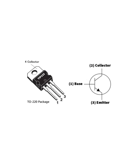 Transistor Darlington TIP122 NPN 100V 5A - Ideal para Arduino y Motores
