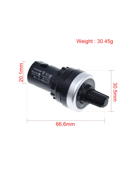 Potenciómetro Industrial 10K Ohm LA42DWQ-22 | Montaje 22mm IP65