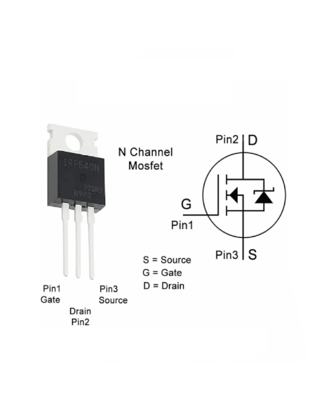 Mosfet IRF540 Canal N 33A 100V - Transistor de Potencia TO-220