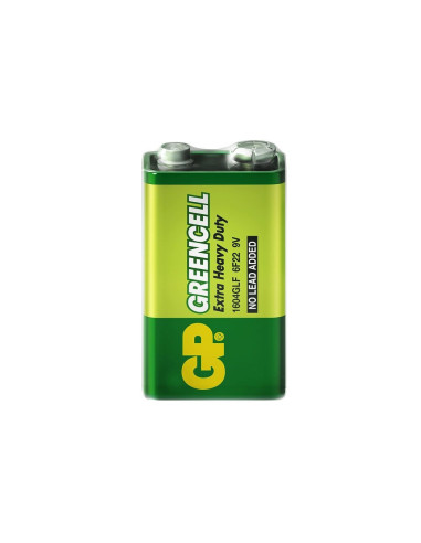 Pila Cuadrada 9V GP Greencell 1604G - Batería de Zinc-Carbono (6F22)